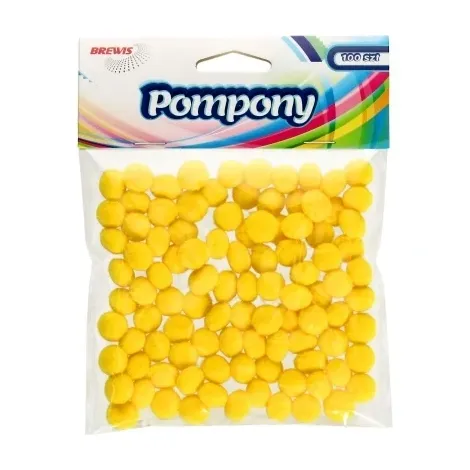 Pompony kreatywne Brewis 1cm Żółte, 100szt